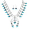 Navajo Turquoise Sterling Silver Squash Blossom Necklace Set JX130941